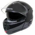 Hawk Glossy Black Dual-Visor Modular Motorcycle Helmet w/Bluetooth